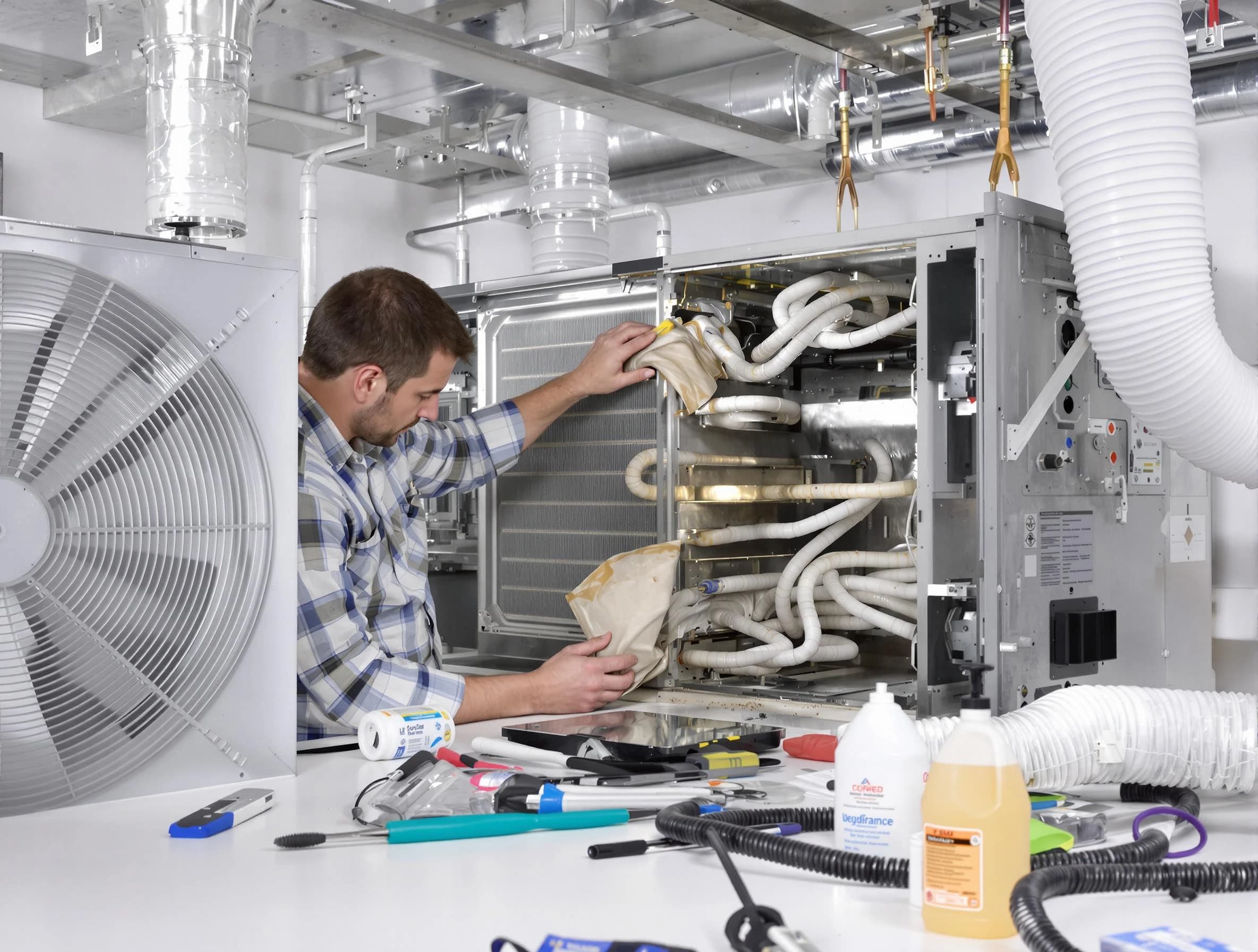 Saratoga Springs Air Duct Cleaning specialist performing precision AC coil cleaning in Saratoga Springs