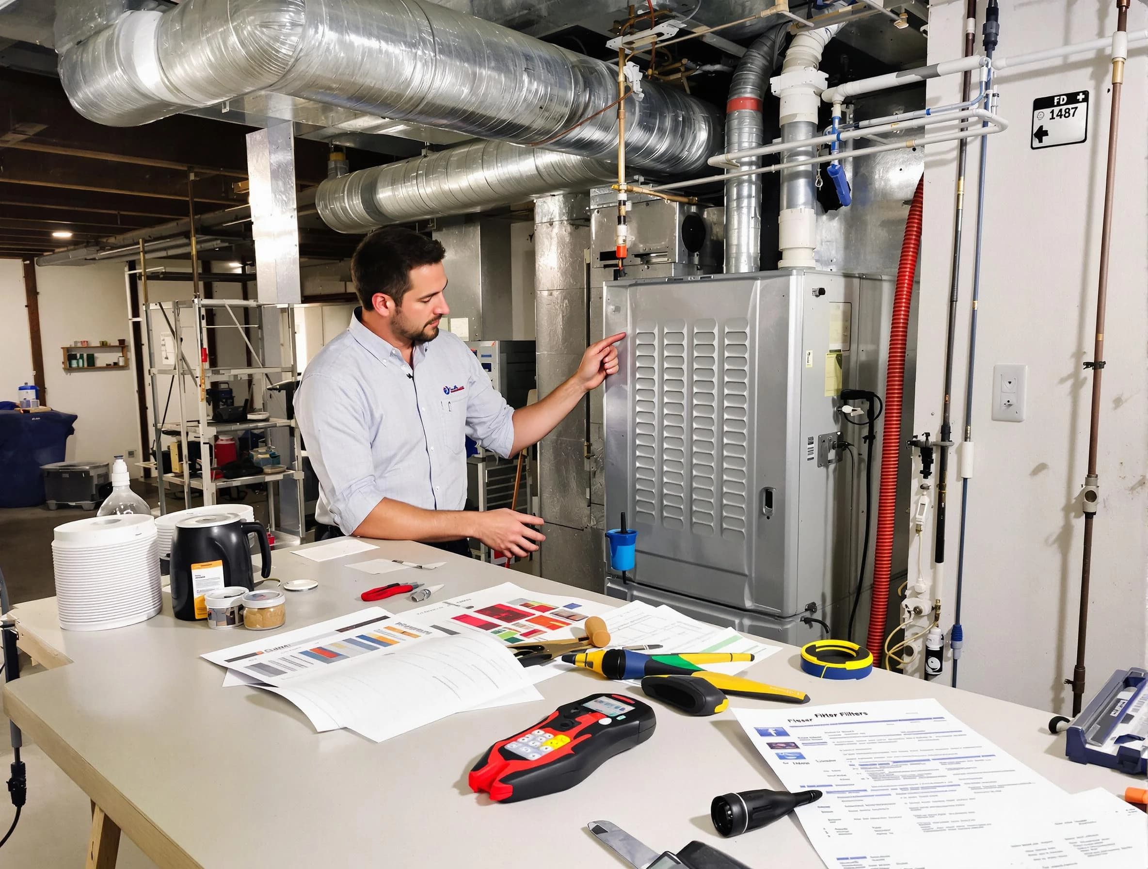 Saratoga Springs Air Duct Cleaning inspector conducting detailed filter system evaluation using professional diagnostic tools in Saratoga Springs