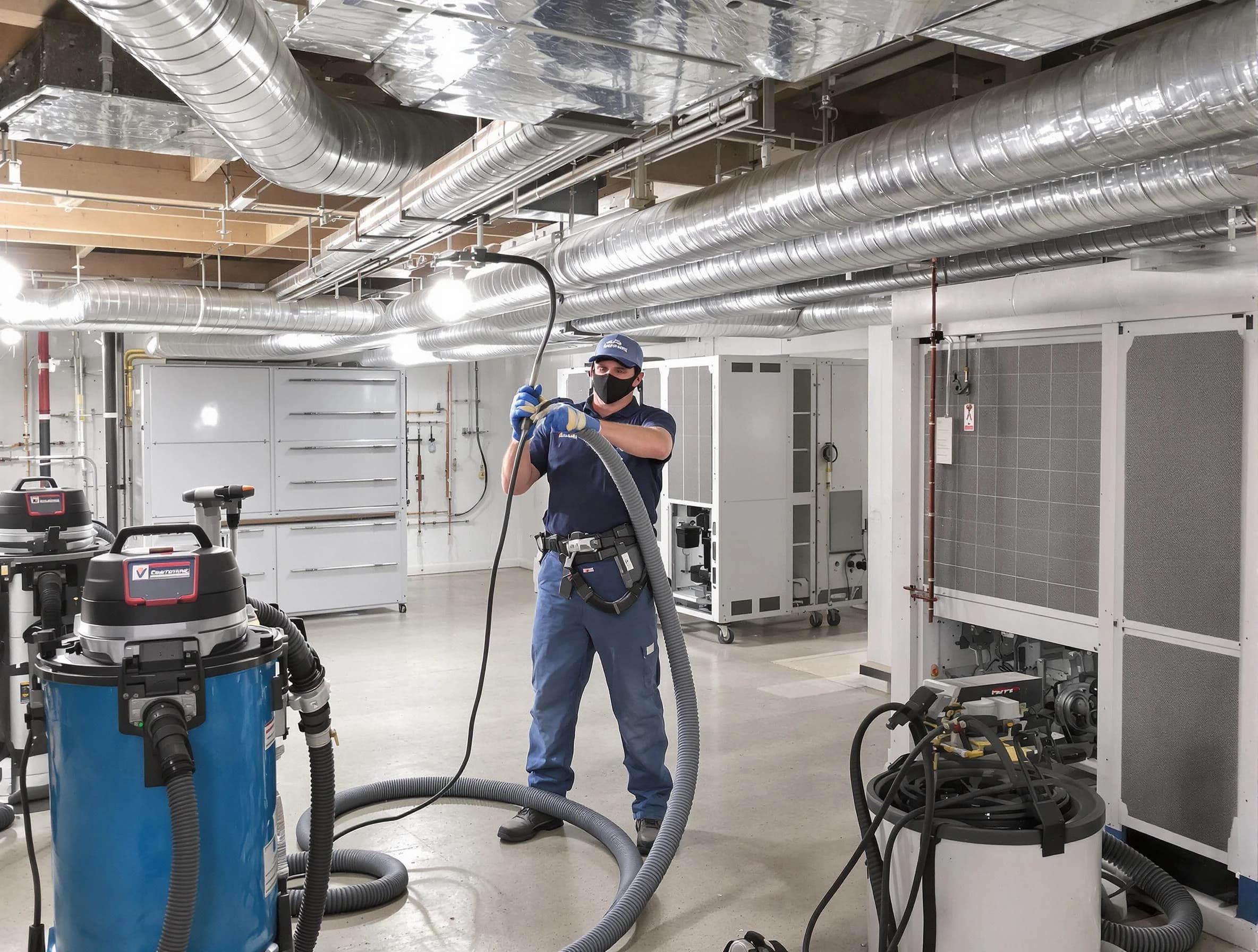Saratoga Springs Air Duct Cleaning specialist performing thorough central air duct cleaning for improved system efficiency in Saratoga Springs