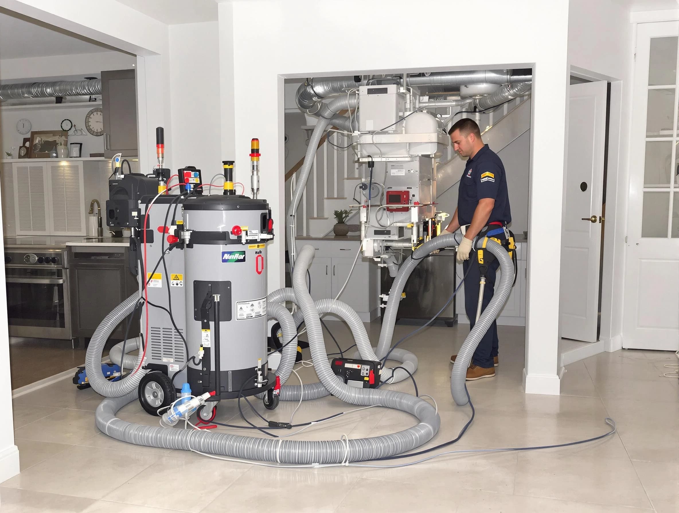 Saratoga Springs Air Duct Cleaning technician operating negative pressure cleaning equipment for thorough duct maintenance in Saratoga Springs