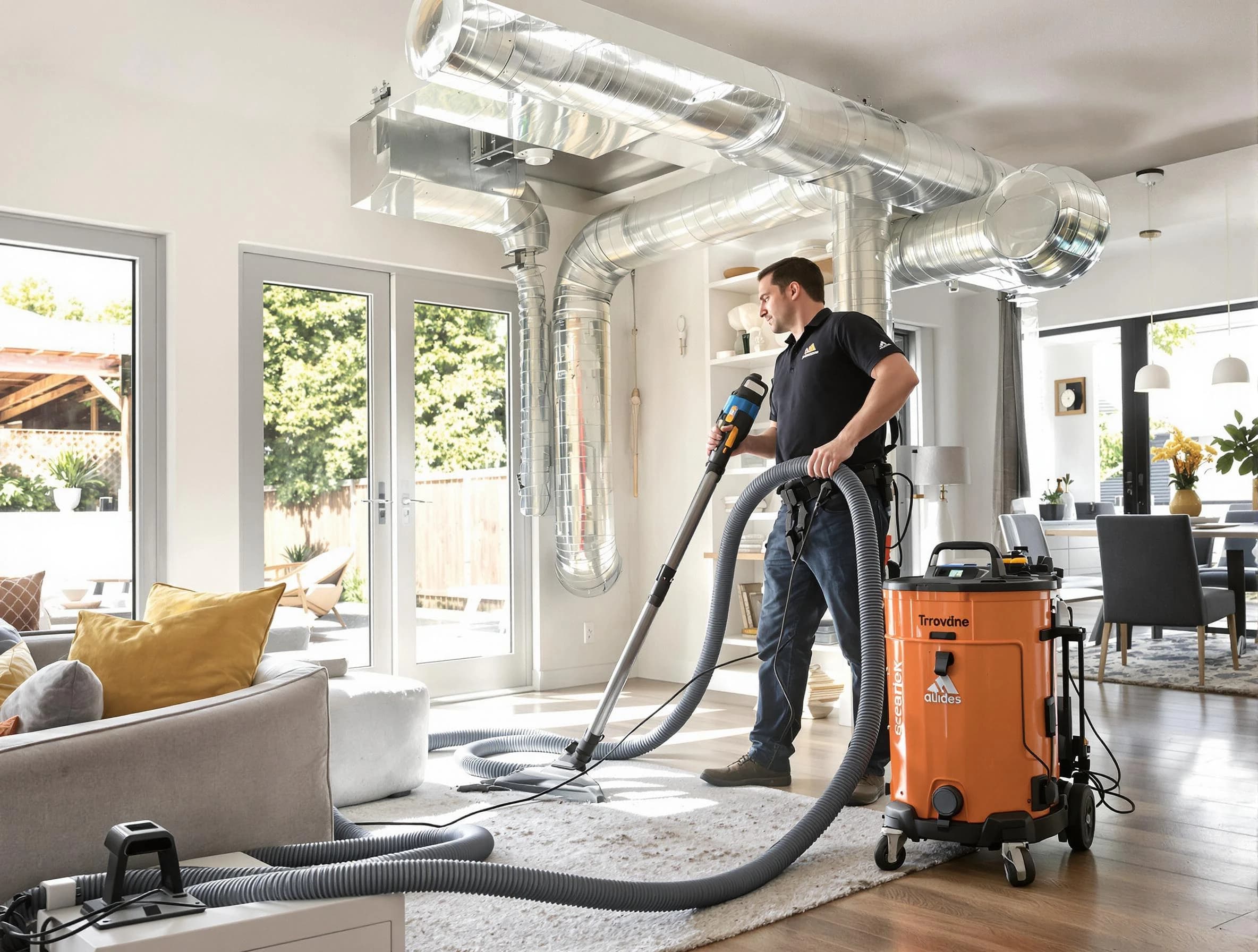 Saratoga Springs Air Duct Cleaning specialist performing thorough residential duct cleaning using advanced equipment in Saratoga Springs