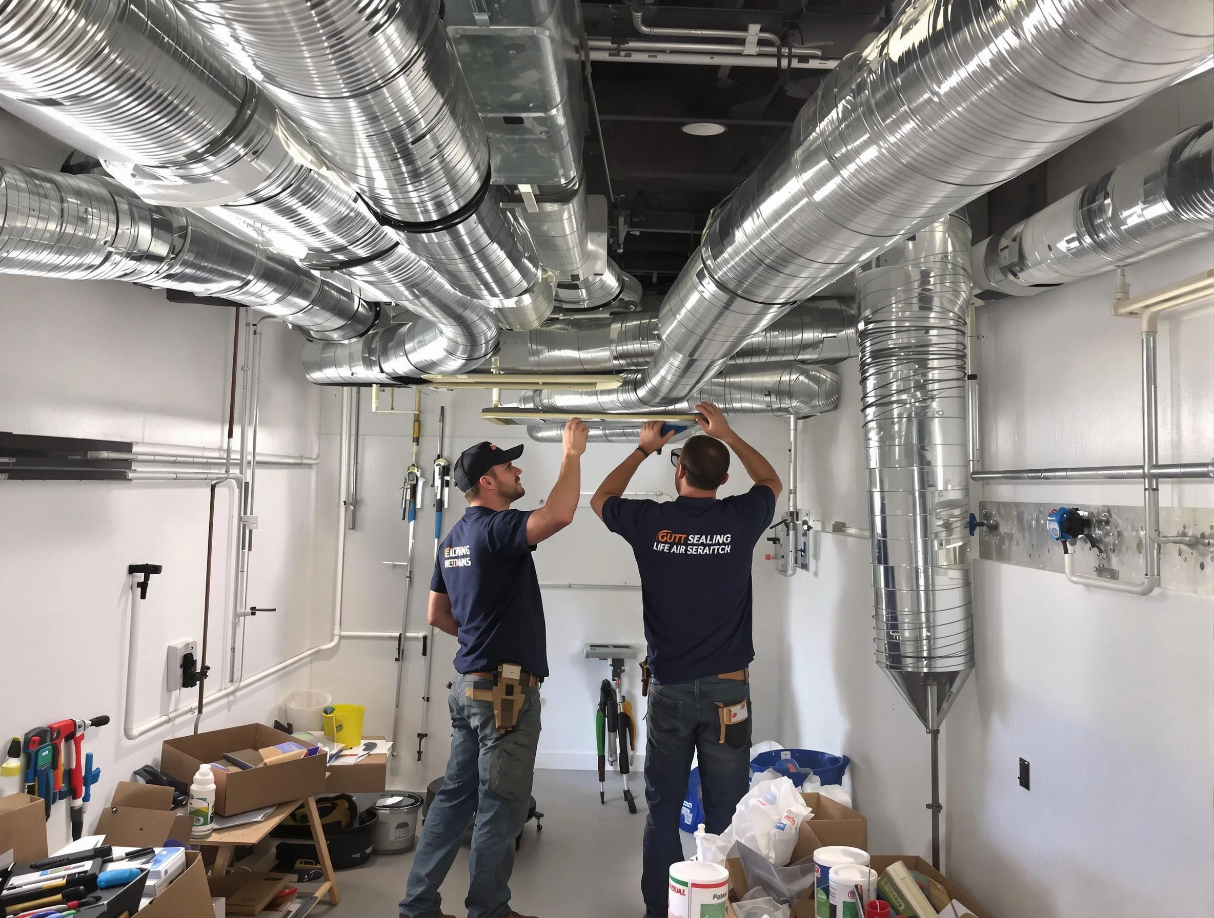Saratoga Springs Air Duct Cleaning technician applying professional duct sealing solutions in Saratoga Springs